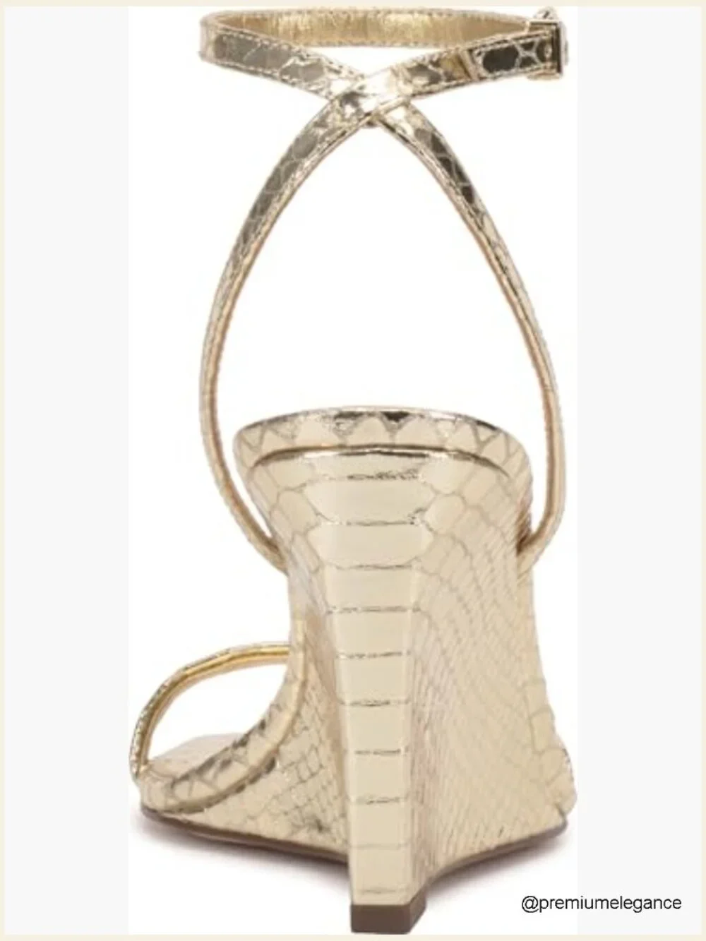 Ankle Strap Wedge Sandals - Faux Leather Open Toe